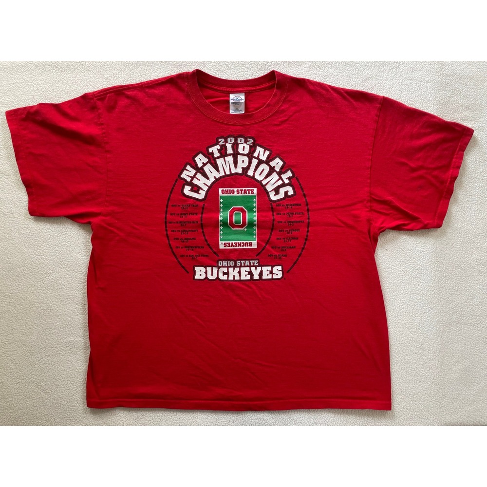 Delta Mens 2XL T-Shirt Red Ohio State Buckeyes 2002 National Champions Graphic